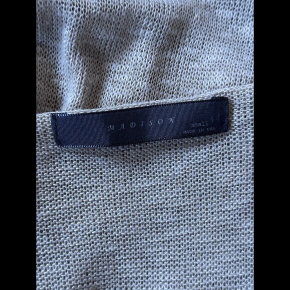 Madison Tank Top Small Womens Beige Open Knit High Low Linen Blend - Picture 5 of 6